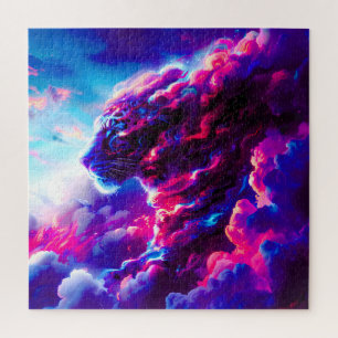 Futuristischer kosmischer Neon-Leopard Puzzle