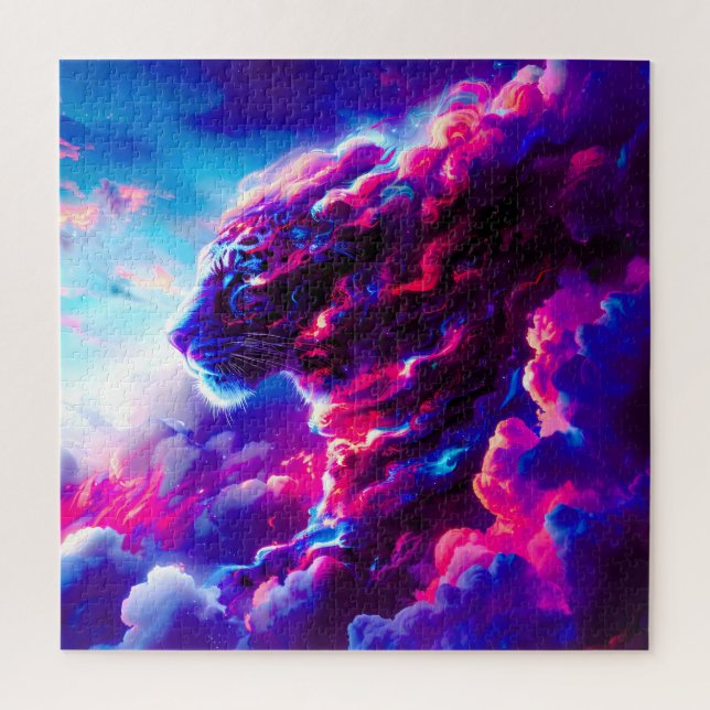 Futuristischer kosmischer Neon-Leopard  Puzzle (Vertikal)