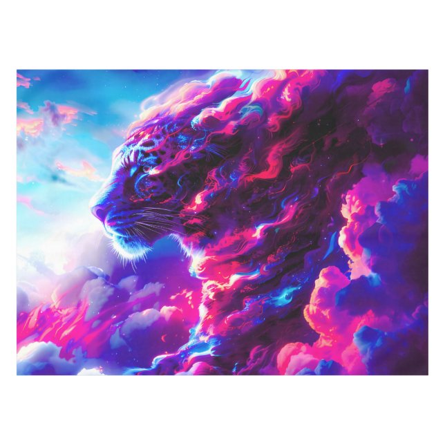 Futuristischer kosmischer Neon-Leopard  Tischdecke (Vorderseite (Horizontal))