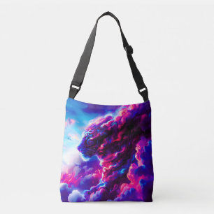 Futuristischer kosmischer Neon-Leopard Tragetaschen Mit Langen Trägern
