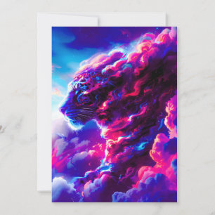 Futuristischer kosmischer Neonleopard Feiertagskarte