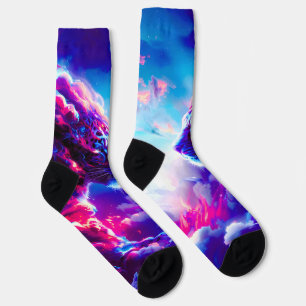 Futuristischer kosmischer Neonleopard Socken