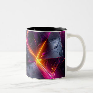 Futuristischer leuchtender Kristall‑Geometrie‑Bech Zweifarbige Tasse