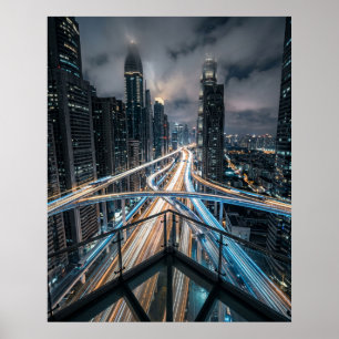 Futuristischer Luftverkehrs-Highway-Knotenpunkt Poster