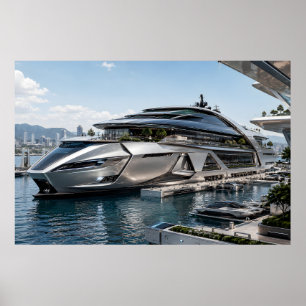Futuristischer Luxus-Superyacht-Marina Poster