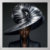 Futuristischer Metallspiralhut - Modeportrait von