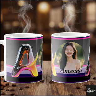 Futuristischer Neon-Glanz-Abstrakter Buchstabe A Kaffeetasse