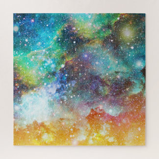 Futuristischer Raum, nebeliger Hintergrund. Puzzle