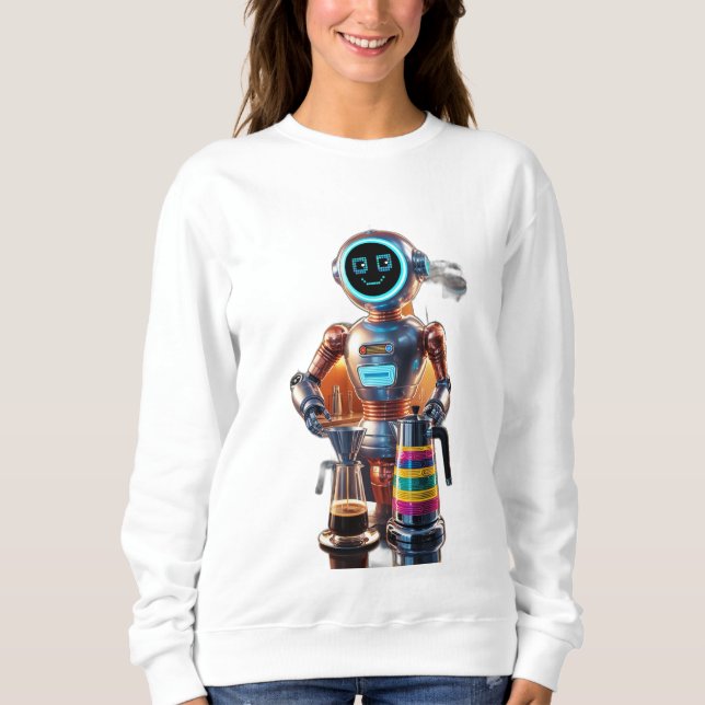 Futuristischer Retroboter Sweatshirt (Vorderseite)