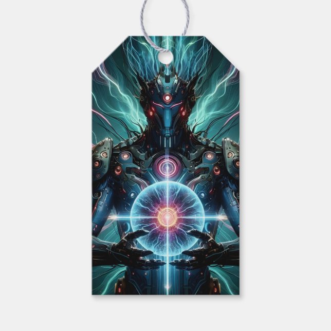 Futuristischer Robot Cosmic Core Cyberpunk Geschenkanhänger (Vorderseite)