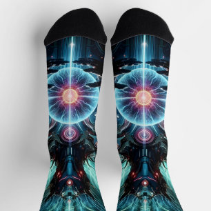 Futuristischer Robot Cosmic Core Cyberpunk Socken