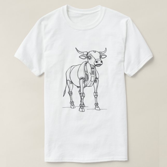 Futuristischer Robot Cow T - Shirt (Design vorne)