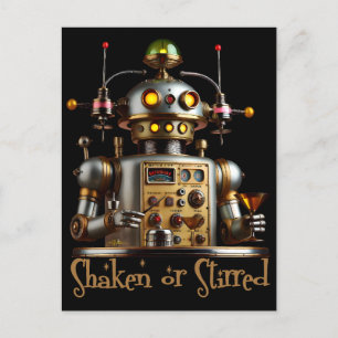 Futuristischer Roboter Barkeeper "Geschüttelt oder Postkarte