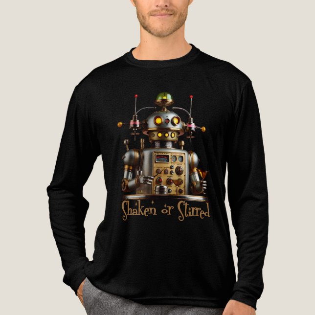 Futuristischer Roboter-Barkeeper "Geschüttelt oder Tri-Blend Shirt (Vorderseite)