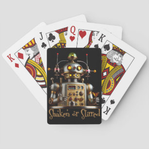 Futuristischer Roboter Barkeeper "Shaken or Stirre Spielkarten