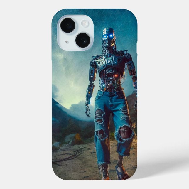 Futuristischer Roboter in antiker Landschaft Case-Mate iPhone Hülle (Rückseite)