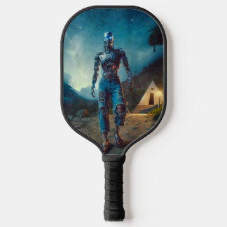 Futuristischer Roboter in antiker Landschaft Pickleball Schläger