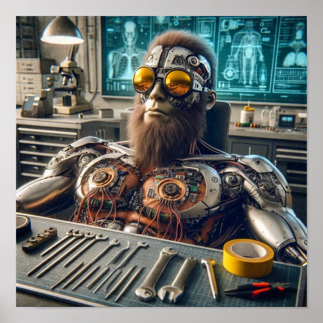 Futuristischer Roboter-Ingenieur Poster (Vorne)