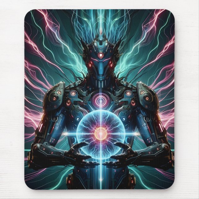 Futuristischer Roboter Kosmischer Kern Cyberpunk Mousepad (Vorne)