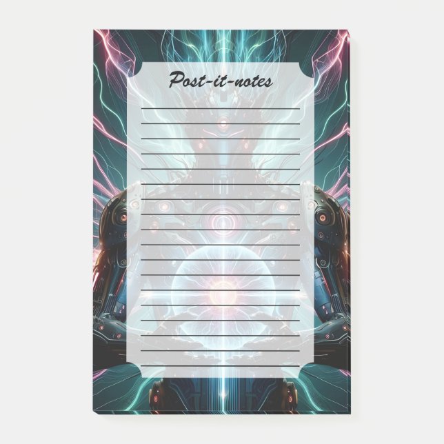 Futuristischer Roboter Kosmischer Kern Cyberpunk Post-it Klebezettel (Vorderseite)