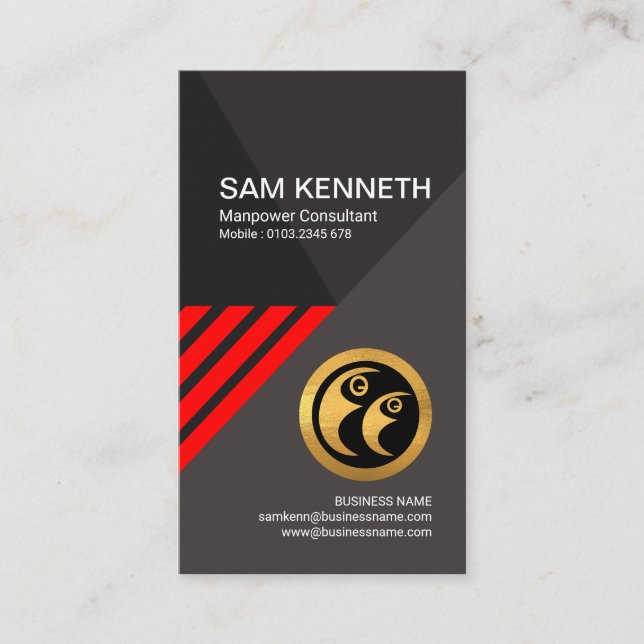 Futuristischer roter Pfeil-Arbeitskräfte-Berater Visitenkarte (Vorderseite)