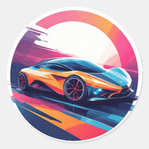 Futuristischer Sportwagen Runder Aufkleber