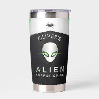 Futuristischer UFO- und Alien-Kopf Thermobecher