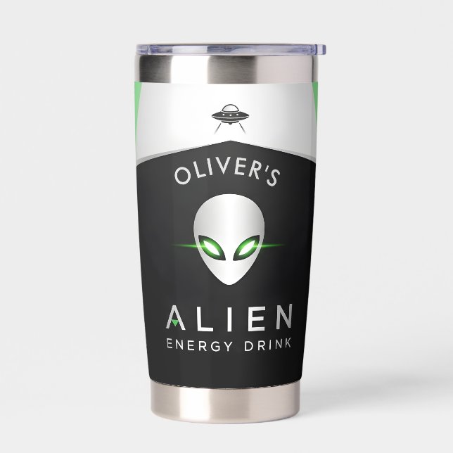 Futuristischer UFO- und Alien-Kopf Thermobecher (Links)