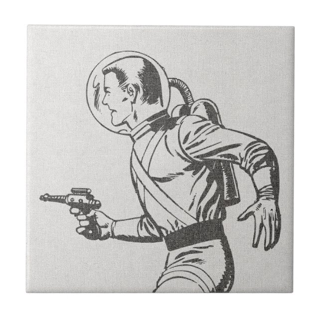 Futuristischer und nostalgischer Retro-Sci-Fi-Stra Fliese (Vorderseite)