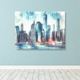 Futuristisches Abstrakt von New York City Leinwanddruck