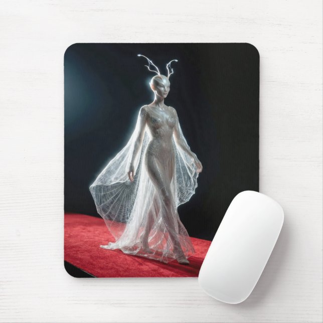 Futuristisches Alien-Modell in Spinnennetz-Kleid Mousepad (Mit Mouse)