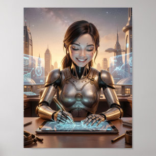 Futuristisches Androiden-Designer-Traumplakat Poster