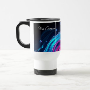 Futuristisches biolumineszentes Wellenwandbild Äst Reisebecher