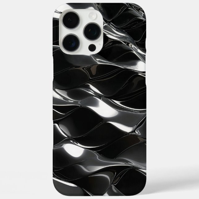 Futuristisches Black Gloss 3D Wave Muster Case-Mate iPhone Hülle (Rückseite)