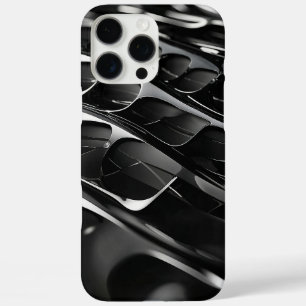 Futuristisches Black Gloss Abstrakt 3D Design iPhone 16 Pro Max Hülle