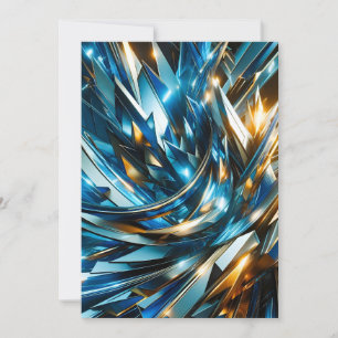 Futuristisches Blau Gold Abstrakt Metallisch Geome Ankündigung