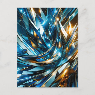 Futuristisches Blau Gold abstrakt metallisch geome Feiertagspostkarte