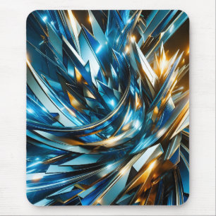 Futuristisches Blau Gold Abstrakt Metallisch Geome Mousepad