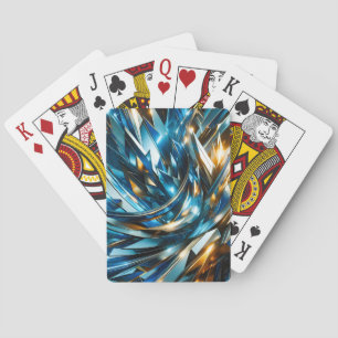 Futuristisches Blau Gold Abstrakt Metallisch Geome Spielkarten