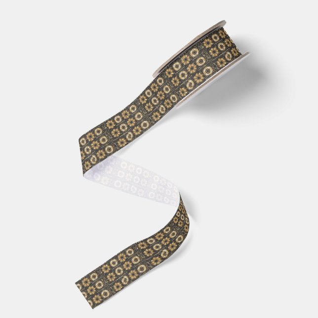 Futuristisches Blumenmuster-Design Ripsband (Rückseite)