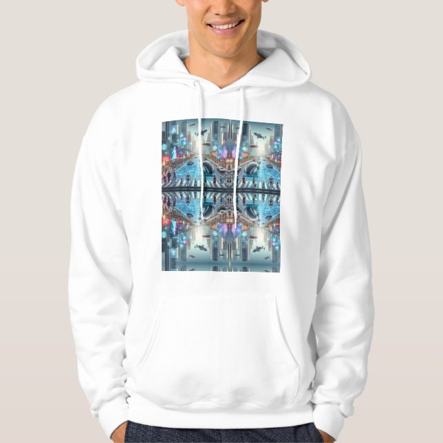 Futuristisches City Basic Hooded Sweatshirt (Vorderseite)