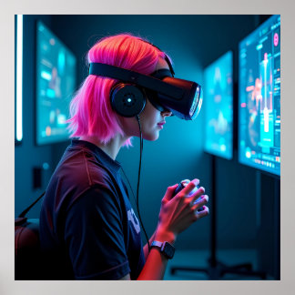 Futuristisches Cyber-Gamer-AI-Kunstwerk Poster