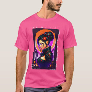Futuristisches Cyberpunk-Anime-Mädchen-Junge T-Shirt