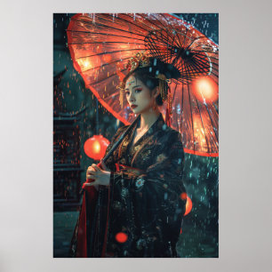 Futuristisches Cyberpunk Cityscape Poster mit Chin