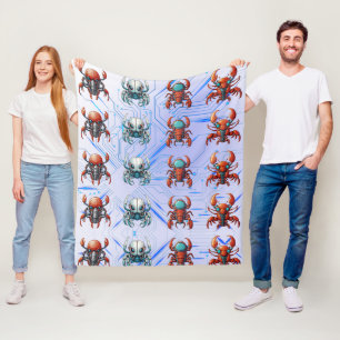 Futuristisches Cyborg Hummer Muster Fleecedecke