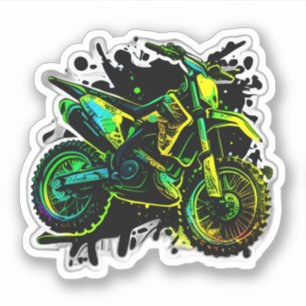 Futuristisches Dirt Bike, Neon Motocross Abfahrt R Aufkleber