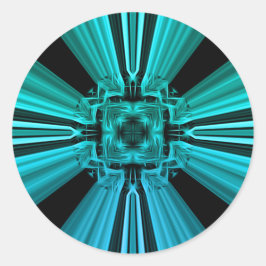 Futuristisches elektrisches Plasma-Fraktaldesign Runder Aufkleber