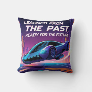 Futuristisches Flugauto mit inspirierendem Zitat – Kissen