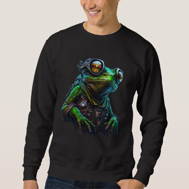 Futuristisches Frosch Hoodie Sweatshirt - Bleibe W (Vorderseite)
