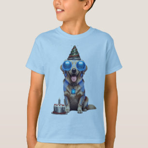 Futuristisches Golden Retriever Geburtstags T-Shir T-Shirt